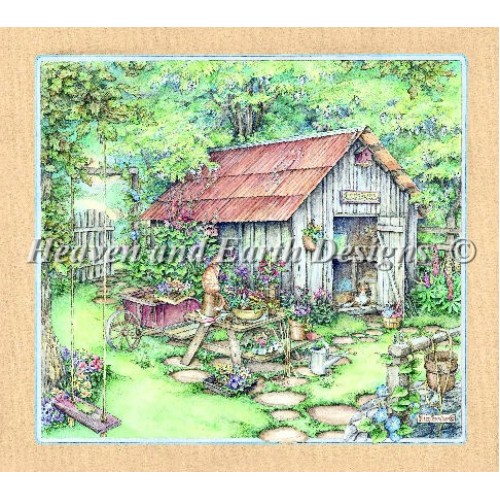 Counted Cross Stitch Chart PDF to Download- GARDEN SHED