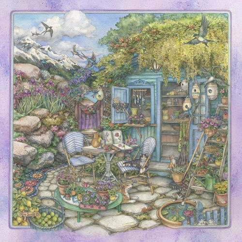 Blue Garden Shed - Original Watercolor Painting Blue Garden Shed - Original Watercolor Painting