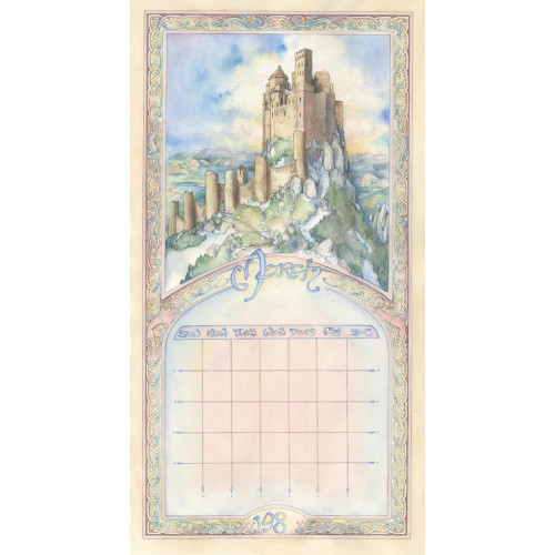 Castle Calendar Page - Original Watercolor Painting