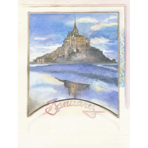 Castle January Mont Saint Michel - Small Painting 