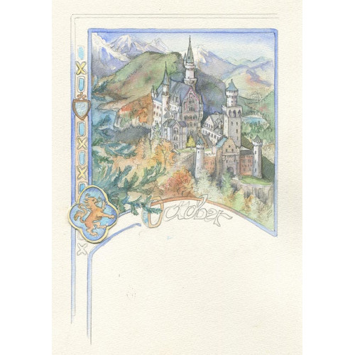 Castle October Neuschwanstein - Small Painting 