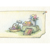 Panel Herbs and Flowers - Miniature Painting  